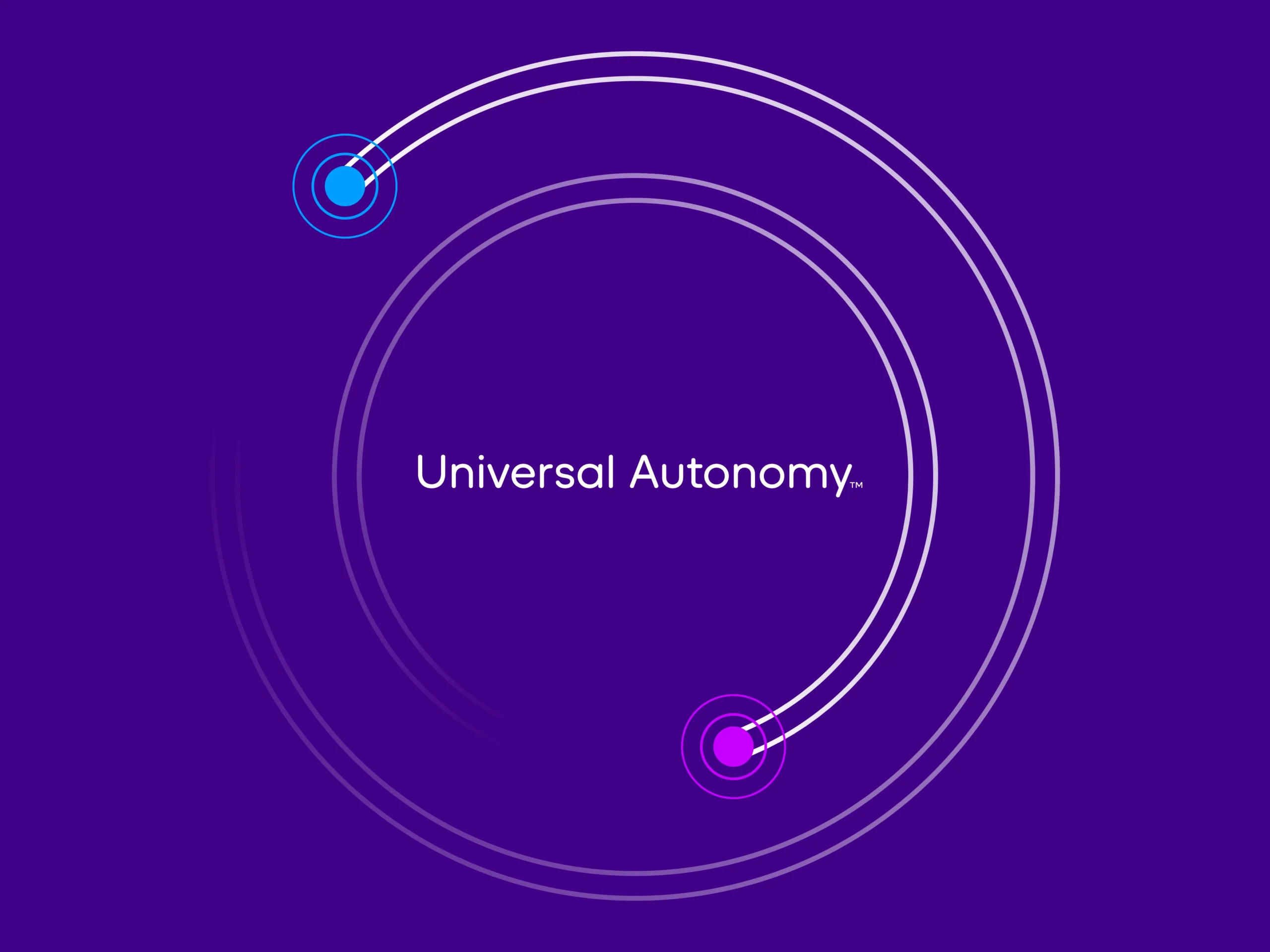 Oxa-Universal-Autonomy Oxa brand graphic showing the tyre-track device circling around the words ‘Universal Autonomy’.